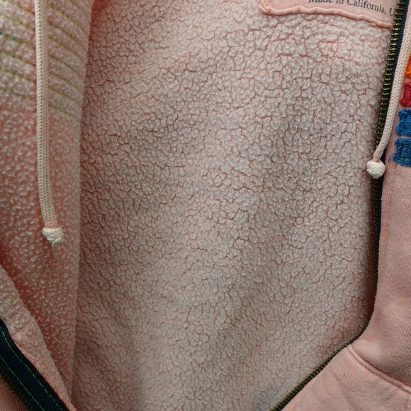 Aviator Nation Hoodie Womens XS Pink Crop 5 Stripe Rainbow Logo Fleece USA Made - Picture 12 of 15